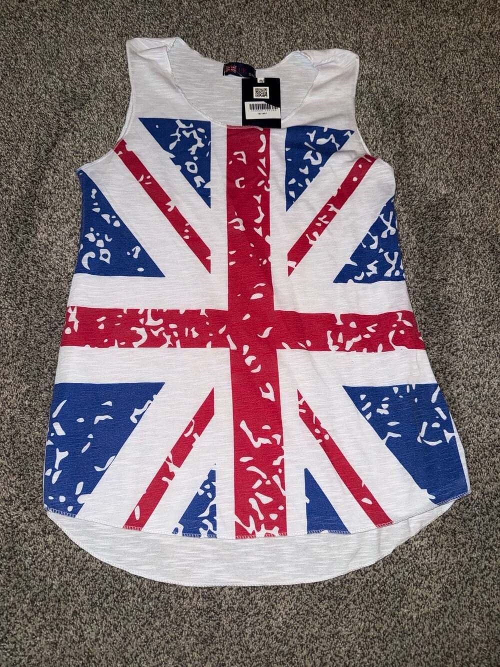 City Clothing UK Flag Distressed Union Jack Tank Top S/M